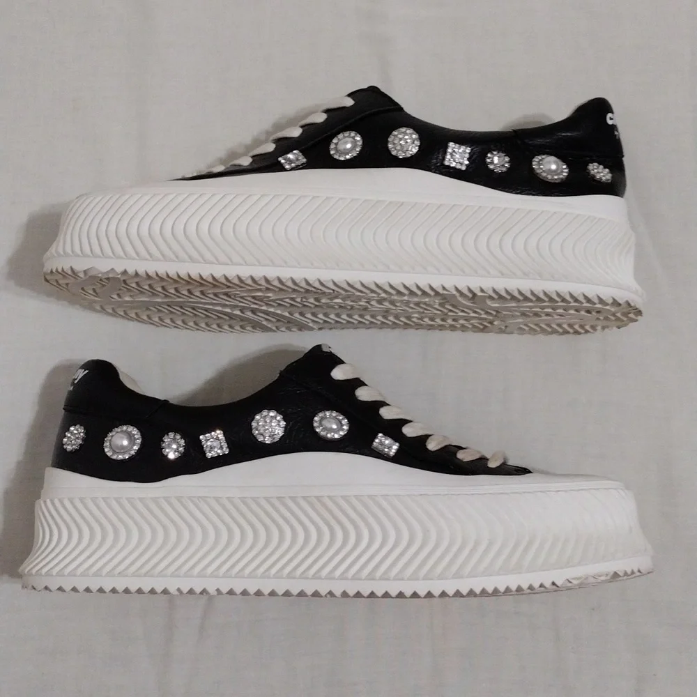 NEW Circus NY Sam Edelman Taelyn Rhinestone Platform Sneakers 9 Glam Streetwear